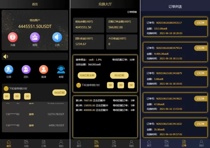 【跑分源码】二开版USDT抢单系统/自动匹配订单/USDT跑分系统 - 海外源码-海外源码