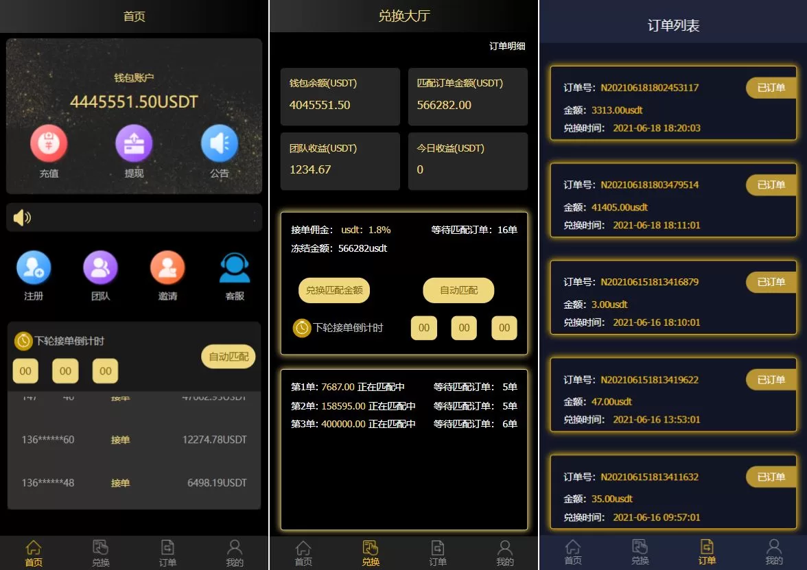 【跑分源码】二开版USDT抢单系统/自动匹配订单/USDT跑分系统-海外源码社区