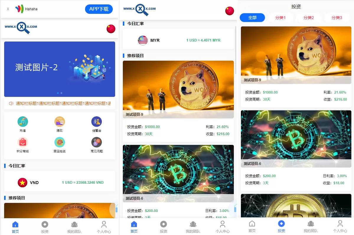 【新版多语言海外投资理财系统】影视外汇虚拟币+理财投资系统-海外源码