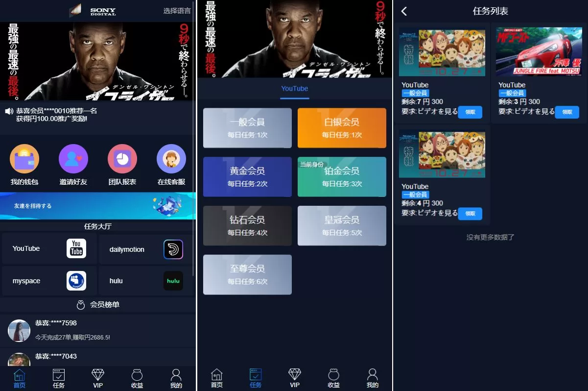 【海外电影任务系统】看视频返利+电影视频投资刷单源码-海外源码