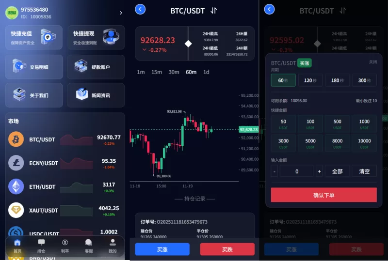 新版海外微盘系统/多语言微交易/虚拟币秒合约/时间盘 - 海外源码-海外源码