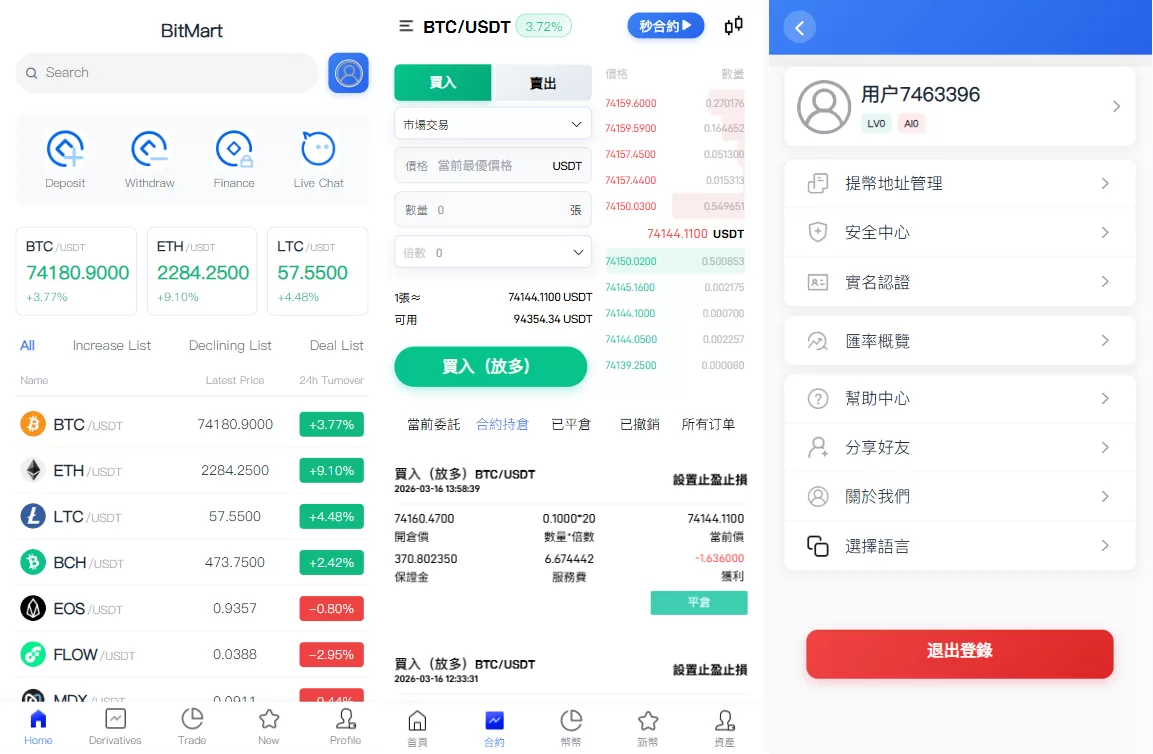 多语言交易所系统/秒合约/合约币币/理财/平台币-海外源码